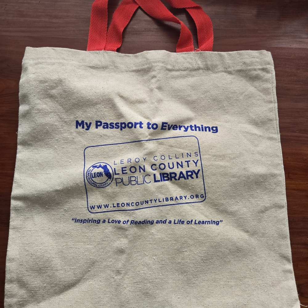 Canvas Tote Bag with Red Handles